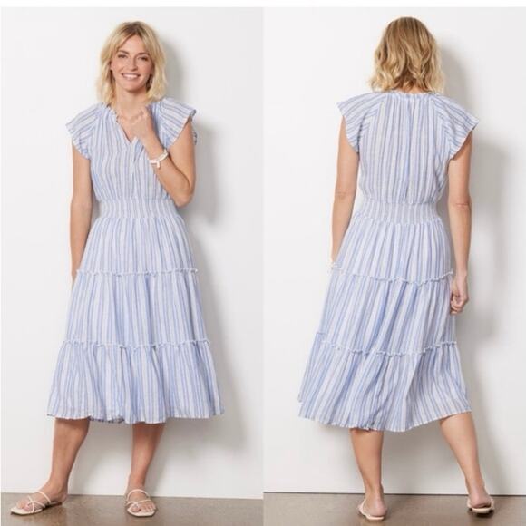 Revolve Rails Blue White Amellia New Haven Striped Midi Dress Size XS - Picture 1 of 8